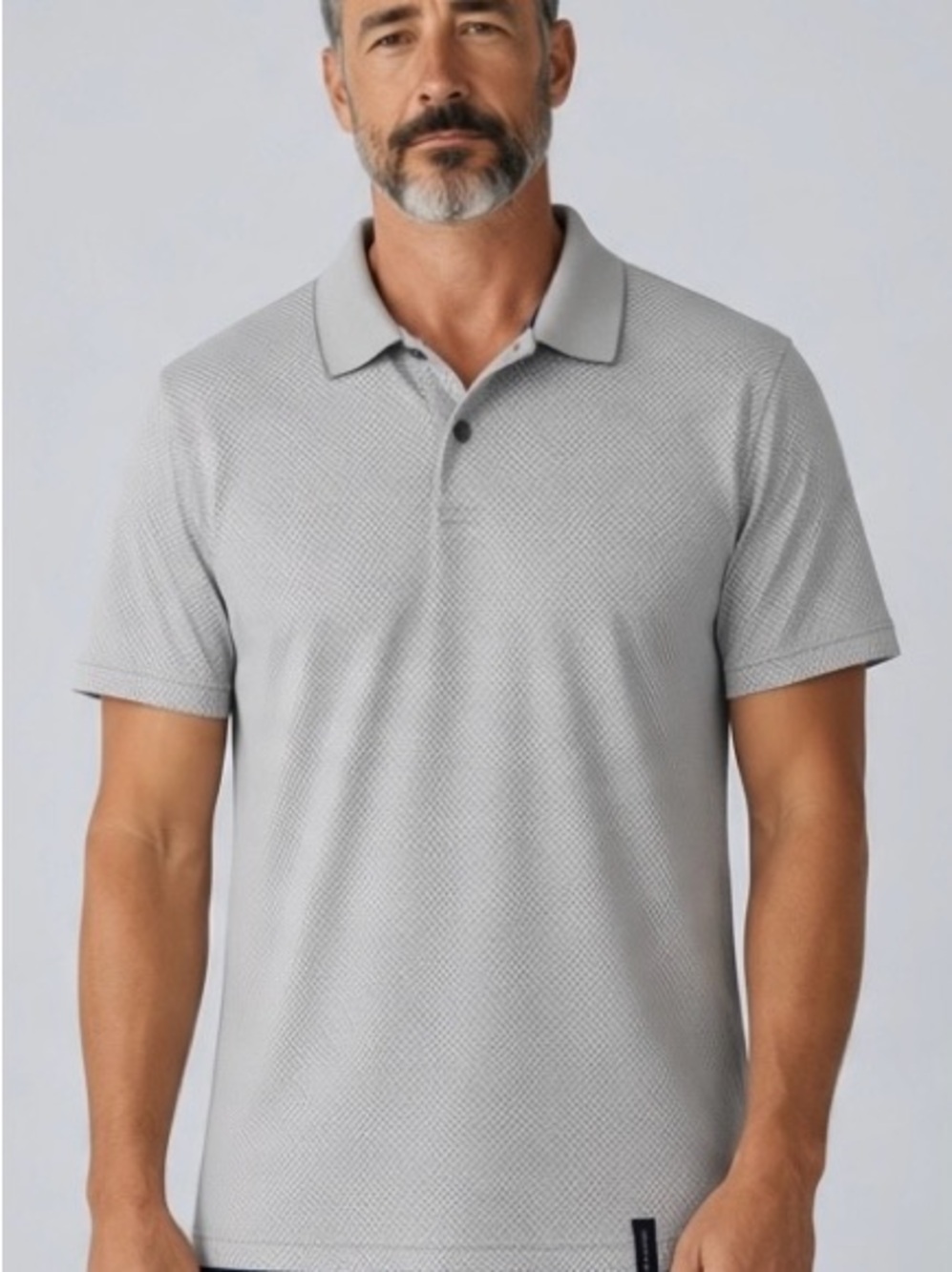 Perry Ellis Men's Light Gray Micro-Pattern Polo